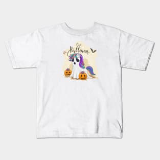 Cute Halloween Unicorn in Sheet Kids T-Shirt